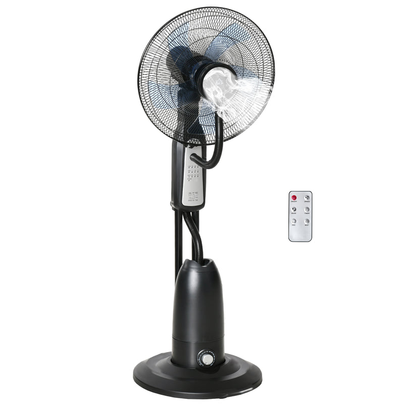 HOMCOM Pedestal Standing Fan with Water Mist Spray 120cm - Black