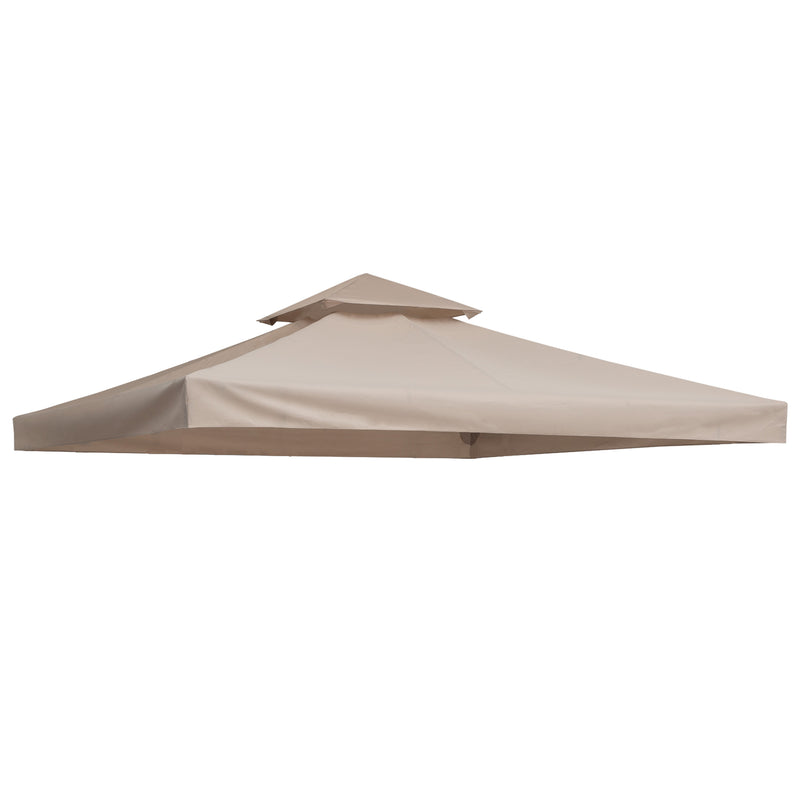 Outsunny 3(m) 2 Tier Garden Gazebo Top Cover Replacement Canopy Roof Deep Beige
