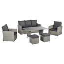 Outsunny Rattan Sofa Set with Footstools - Grey