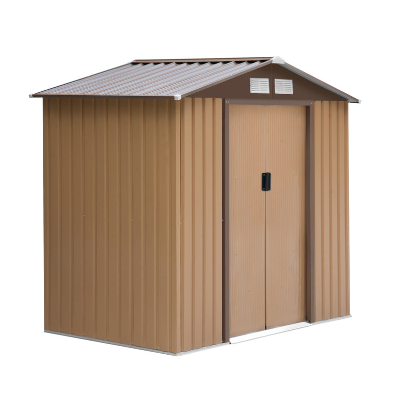 Outsunny Garden Shed Storage Unit w/Locking Door Floor Foundation Vent Yellow