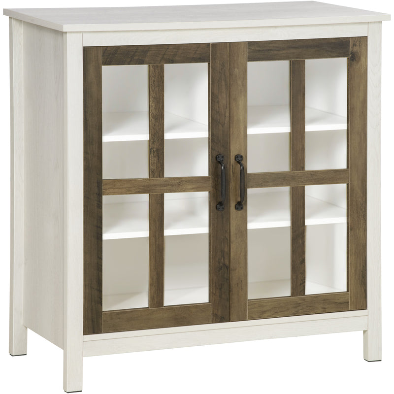 HOMCOM Kitchen Sideboard, Glass Door Storage Cabinet for Dining Room White