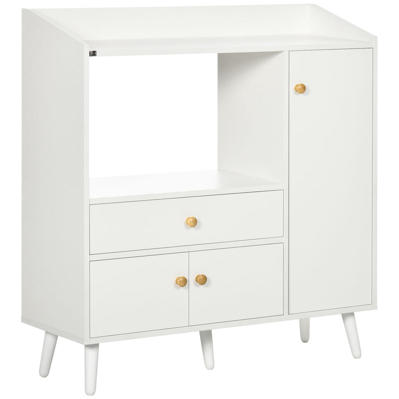 HOMCOM Microwave Cabinet Kitchen Storage Cabinet with Adjustable Shelves White