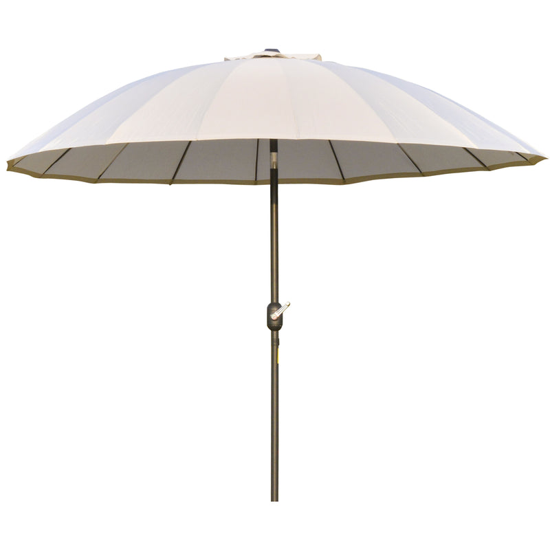 Outsunny 2.6m Round Curved Adjustable Parasol Outdoor Metal Pole Off-White