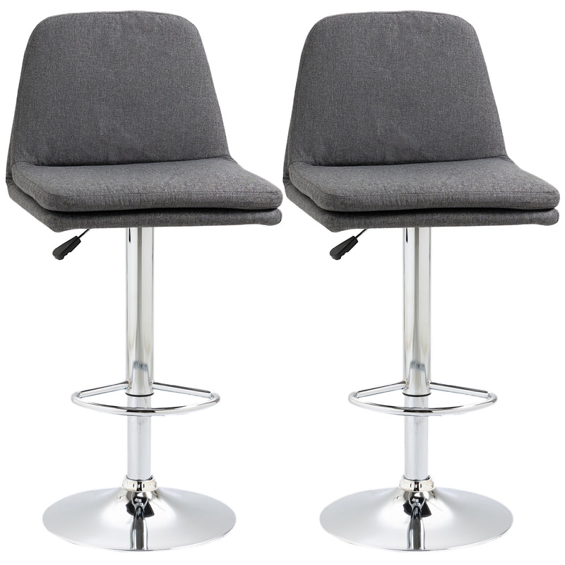 HOMCOM Morden Adjustable Swivel Bar Stools Set of 2, with Backrest, Grey