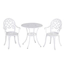 Outsunny 3PCs Garden Bistro Set Cast Aluminium Round Table With 2 Chairs White