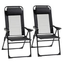 Outsunny Set of 2 Metal Portable Folding Recliner w/ Adjustable Backrest, Black