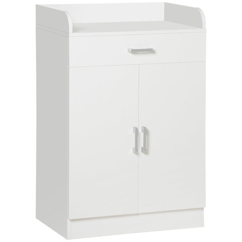 HOMCOM Modern Storage Cabinet, Small Floor Cupboard with Drawer Shelf White