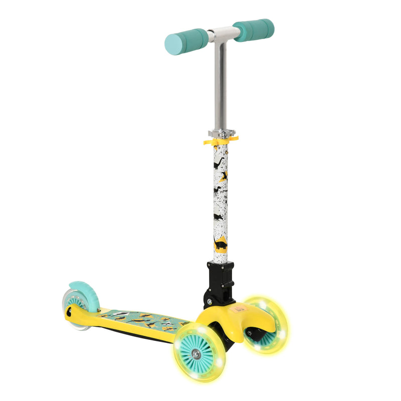 HOMCOM Kids Scooter Foldable Kick Scooter LED Flashing Wheels 3-8 Years Yellow