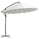 Outsunny 3(m) Cantilever Shanghai Parasol w/ Crank Handle, Cross Base, Off-White