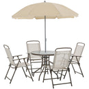 Outsunny 6PC Garden Dining Set Outdoor Furniture Folding Chairs Table Parasol