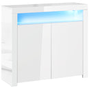 HOMCOM Modern High Gloss RGB LED Cabinet Cupboard Sideboard Console White
