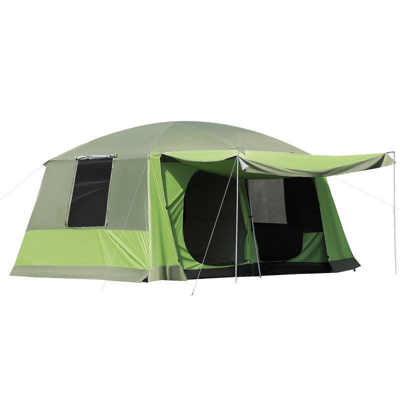 Outsunny Two Room Dome Tent Camping Shelter W/ Porch And Portable Carry Bag