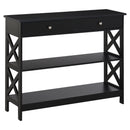 HOMCOM Console Table Side Desk Shelves Drawers Open Top X Support Hallway Black