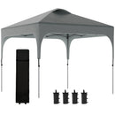 Outsunny Pop Up Gazebo Foldable w/ Wheeled Carry Bag & 4 Weight Bags, Grey