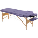 HOMCOM Wooden Folding Spa Beauty Massage Table w/ 2 Sections, Carry Bag, Purple