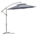 Outsunny 2.7m Cantilever Banana Parasol Outdoor Sun Shade w/ Crank, Dark Grey
