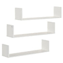 HOMCOM Set of 3 Wooden Floating Shelves Wall Mount CD DVD Storage Display White