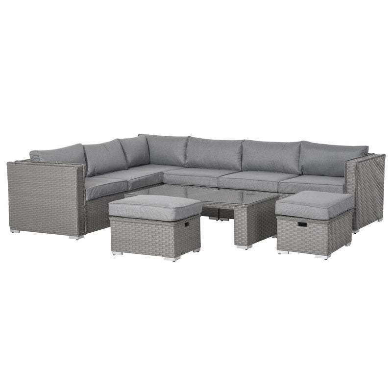 Outsunny Outdoor Rattan Sofa Corner Set 6 Piece - Grey