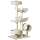 PawHut Cat Tree For Indoor Cats With Scratching Post Perch Tunnel Beige