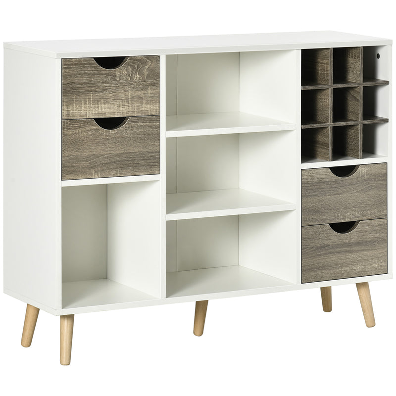 HOMCOM Kitchen Sideboard Storage Cabinet with Removable Wine Holder, Grey