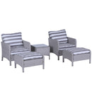 Outsunny 5 Pieces Outdoor Patio Furniture Set Wicker Conversation Set Grey