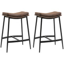 HOMCOM Breakfast Bar Stools Set of 2 Upholstered Barstools w/ Curved Seat Brown