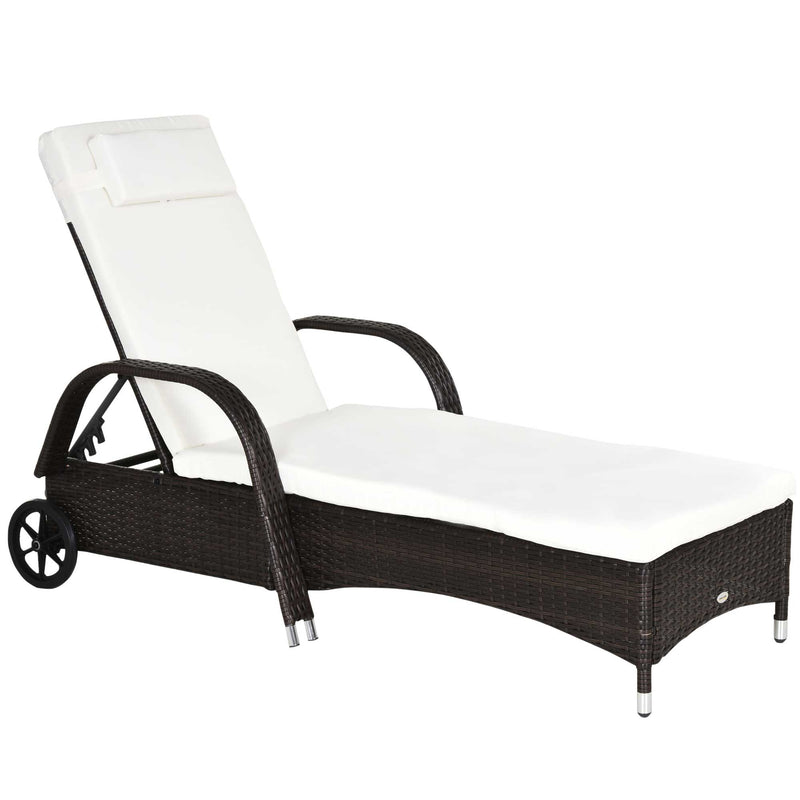 Outsunny  Rattan Sun Lounger - Brown