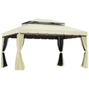 Outsunny 3m x 3.6m Aluminium Gazebo Canopy Patio Marquee Party Tent Cream White
