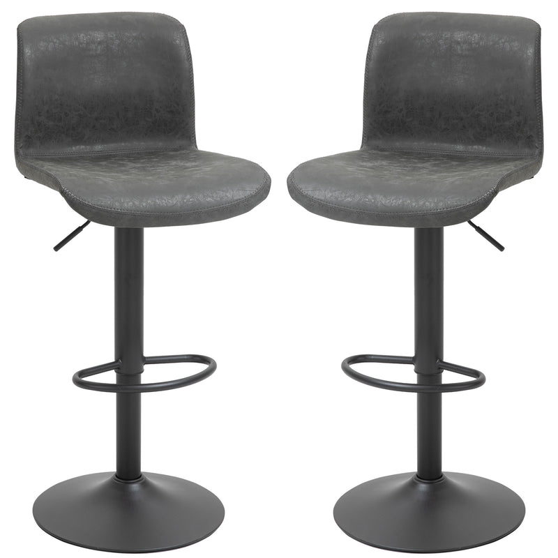 HOMCOM Retro Barstools Set of 2 PU Leather Adjustable Height Swivel Bar Chairs
