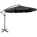 Outsunny 2.7m Garden Cantilever Banana Parasol Sun Shade w/ Crank, Black