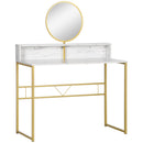 HOMCOM Dressing Table Vanity Makeup Desk W/ Faux Marble and Steel Frame White