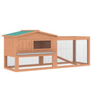 PawHut Wooden Rabbit Hutch Enclosure Run House 2 Tier Large Coop Run Pet