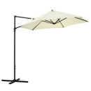 Outsunny 2.5M Offset Roma Patio Umbrella W/ 360° Rotation and Base, Beige