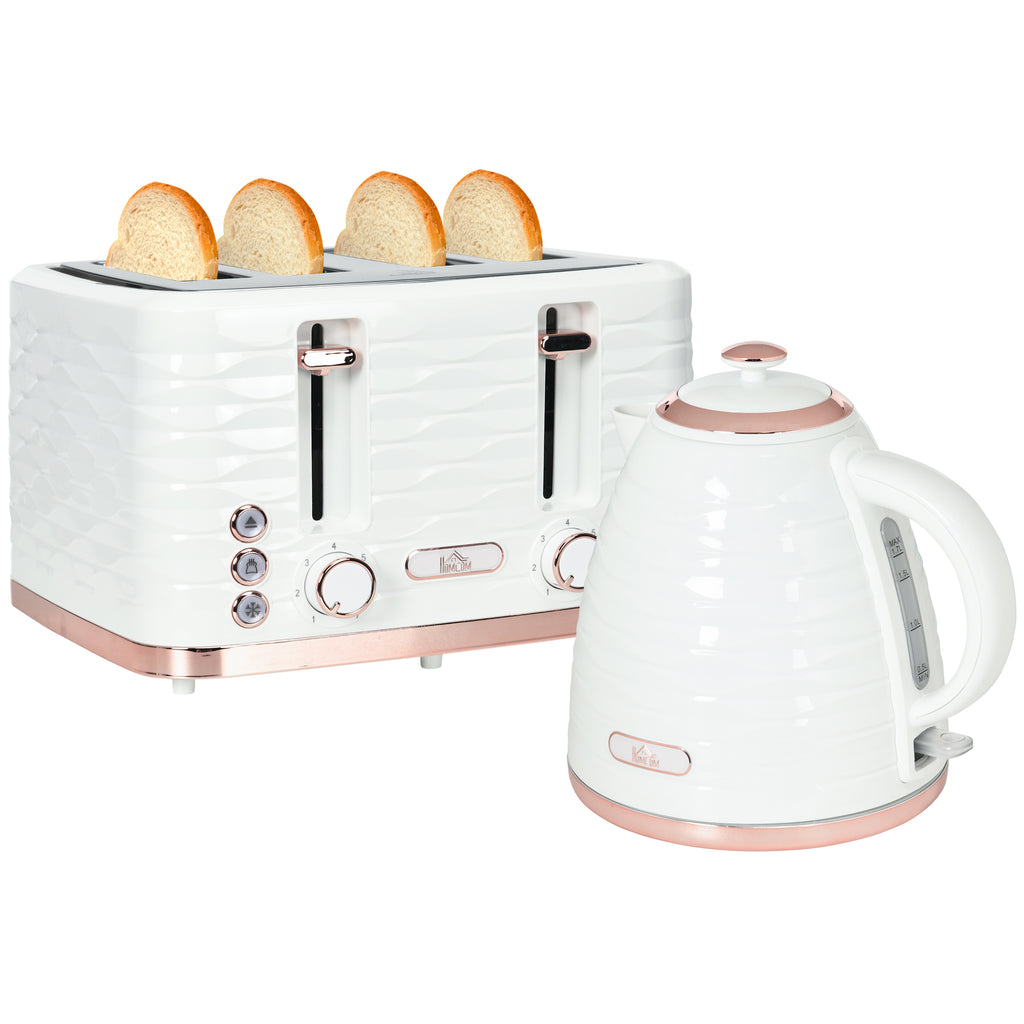 Toaster Both HOMCOM Kettle And Toaster Set 1.7L Rapid Boil Kettle & 4 Slice Toaster