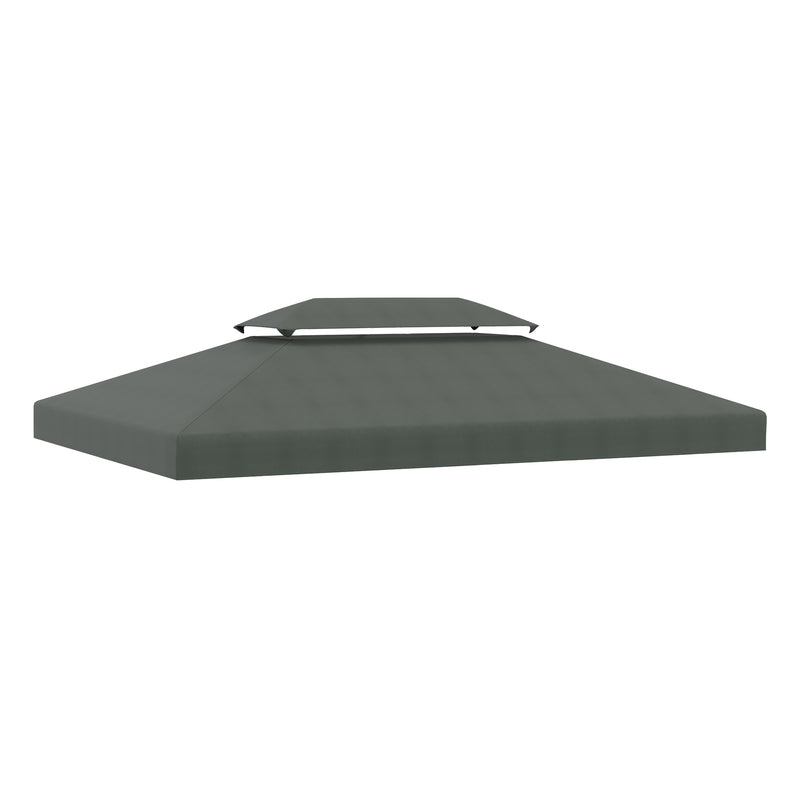 Outsunny 3x4m Gazebo Replacement Roof Canopy 2 Tier Top UV Cover Patio Deep Grey