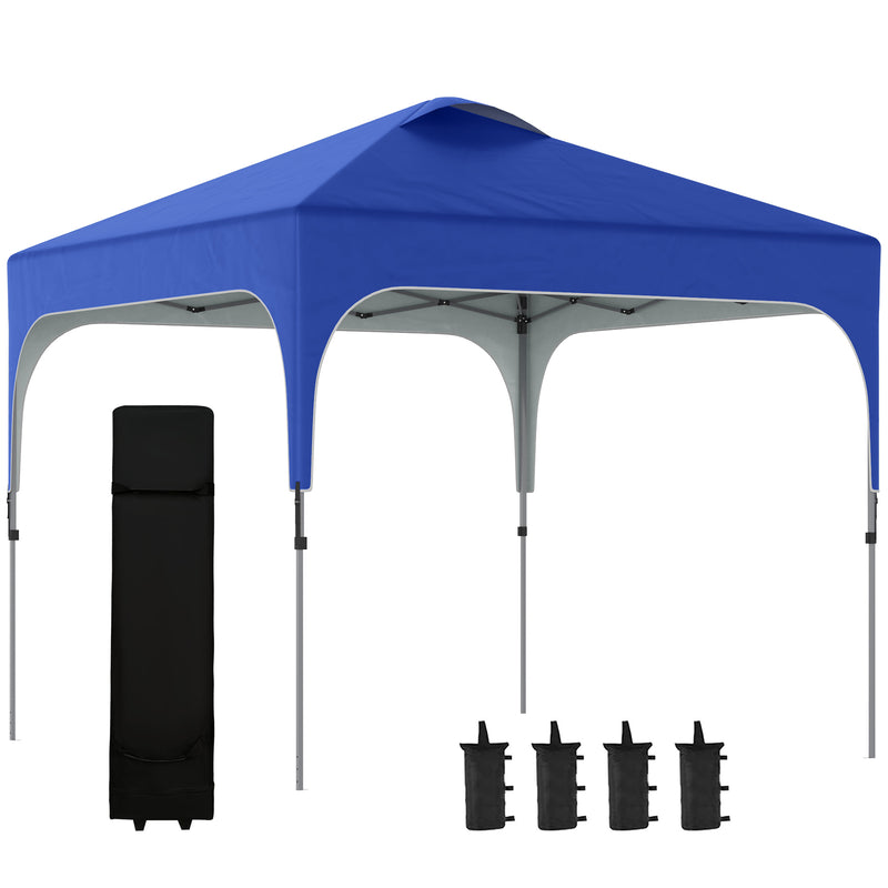 Outsunny Pop Up Gazebo Foldable w/ Wheeled Carry Bag & 4 Weight Bags, Blue