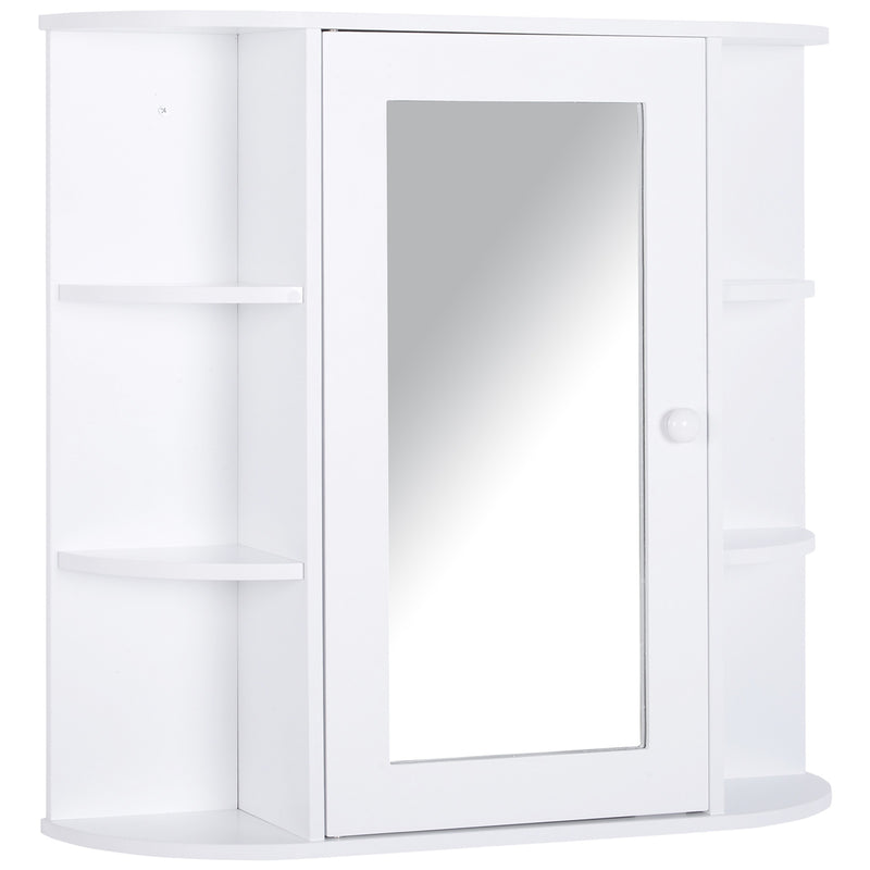 HOMCOM Wall Mounted Bathroom Cabinet w/ Mirror Single Door Storage Shelves