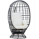 Outsunny Swivel Egg Chair Rattan Outdoor Chair with Cushion for Patio Black