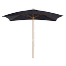 Outsunny Wooden Garden Parasol Sun Shade Patio Umbrella Canopy Black