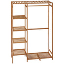 HOMCOM Bamboo Clothes Rail Garment Rack with 6 Tier Storage Shelf Hanging Rod
