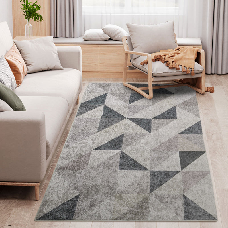 HOMCOM Large Grey Area Rug, Geometric Carpet for Living Room Bedroom, 160x230cm