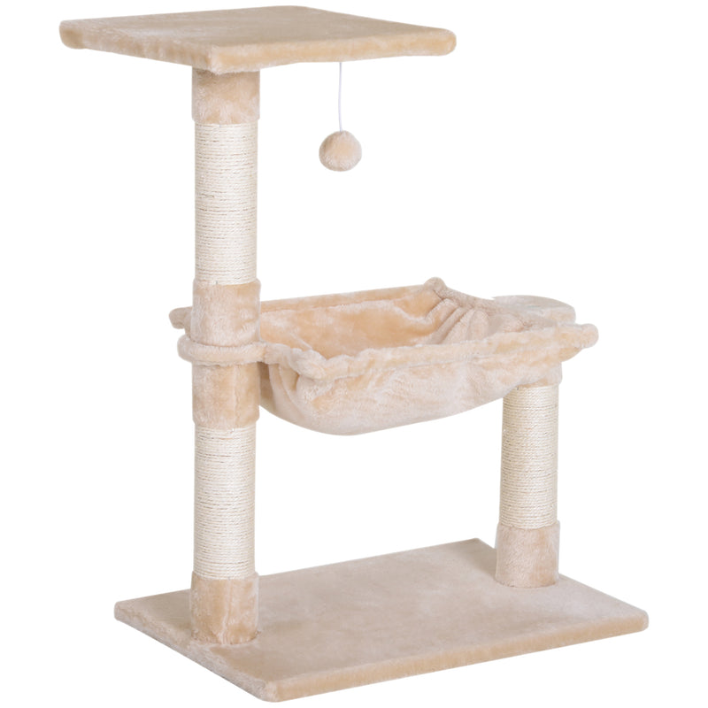 PawHut Cat Activity Tree Kitten Play Tower Palace Two-Tier Scratching Beige