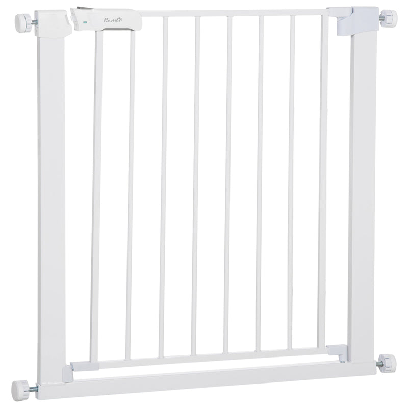 Pawhut Pet Safety Gate Door Barrier Dog Metal Indoor Fence White 75-82cm
