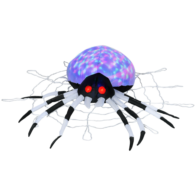 HOMCOM 5FT Long Halloween Inflatable Spider Blow-Up Outdoor LED Garden Display