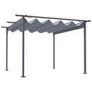 Outsunny 3.5x3.5m Pergola Metal Gazebo Backyard Porch Awning Retractable Canopy