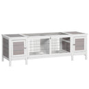 PawHut Rabbit Hutch Separable Guinea Pig Cage Bunny Run w/ Slide Out Tray - Grey