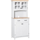 HOMCOM Coastal Kitchen Cupboard Storage Cabinet w/ Drawer Microwave Counter
