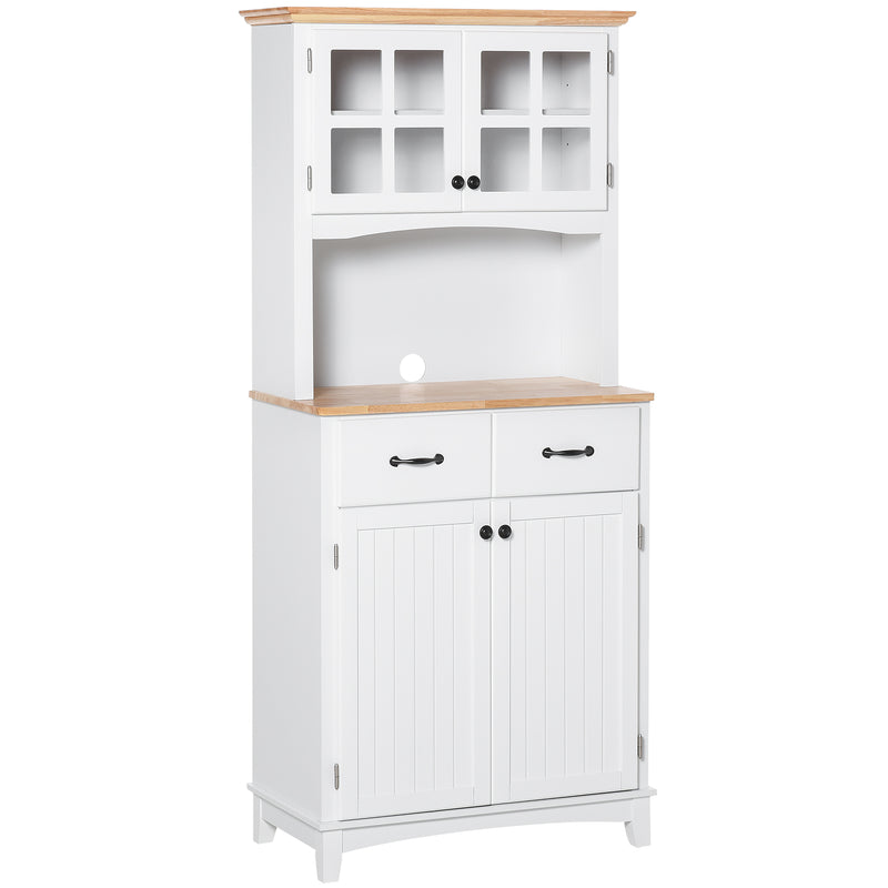 HOMCOM Coastal Kitchen Cupboard Storage Cabinet w/ Drawer Microwave Counter