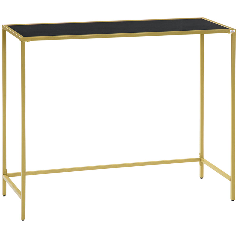 HOMCOM Modern Console Table Tempered Glass Top Sofa Table Steel Frame Black