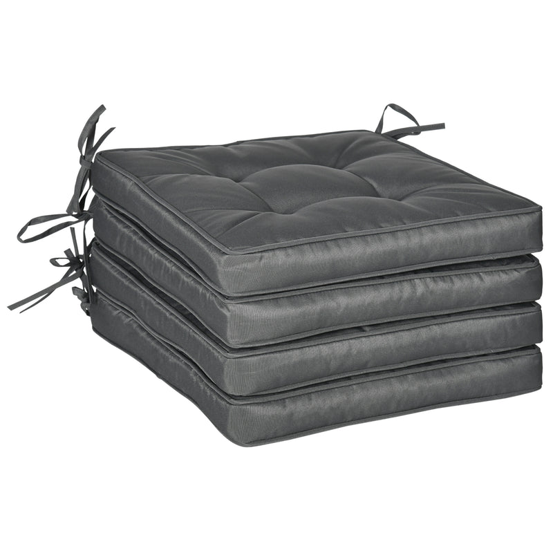 Outsunny 42 x 42cm Replacement Garden Seat Cushion Pad with Ties, Grey